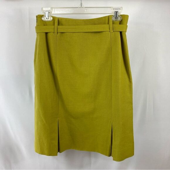 Etcetera Skirt Women Size 2 Cotton Linen Blend Lined Kick Pleat Career P… - Picture 2 of 5